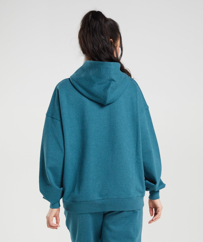 Women's Gymshark Rest Day Sweats Hoodie Turquoise | CA 1N7065